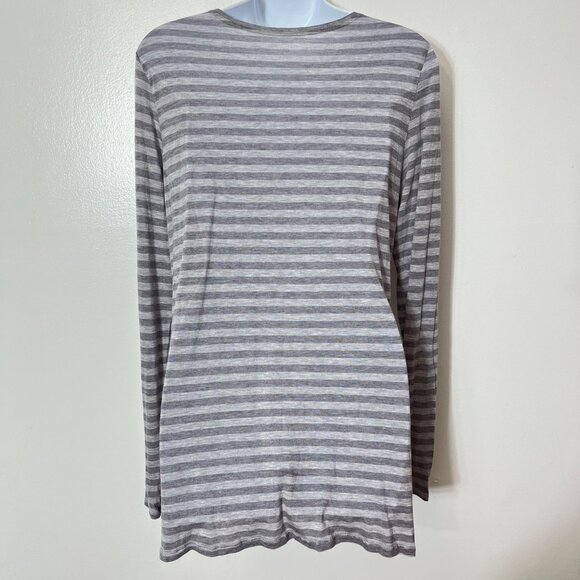 Eileen Fisher Gray & White Striped Long‎ Sleeve Top Micro Modal Size XL - Picture 3 of 5